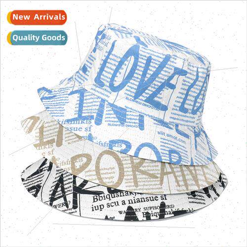 ins Japanese Korean Love print double-sided basin hat studen