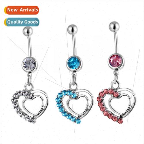 Diamond heart-shaped navel ring navel studs navel button fas