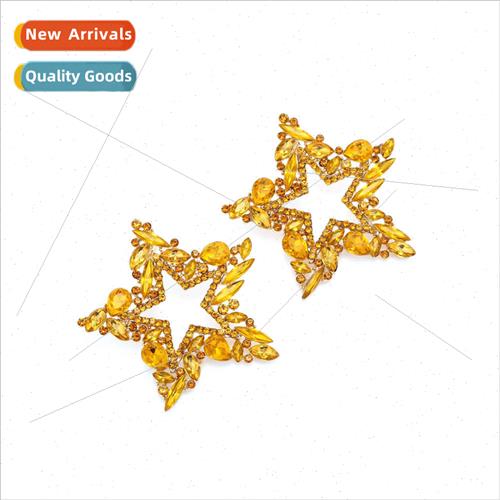 temperament creative sense alloy inlaid diamond pentagram ea