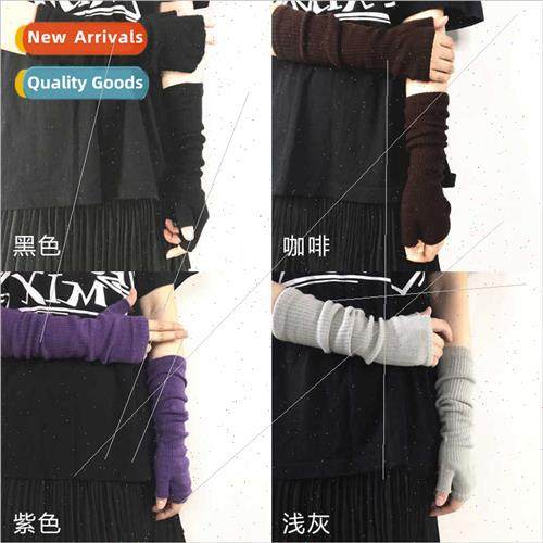 Autumn winter  retro high set Diablo arm sleeve black half f