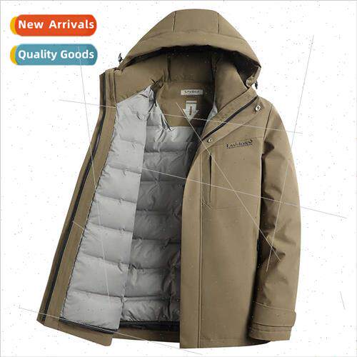 Casual work goose down jacket removable lining hooded down j
