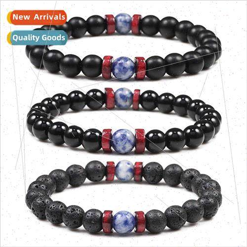 Commody Jewelry Frosted Glossy Volcanic Stone Beads Bracelet