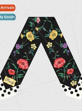 2022 new thin narrow long small silk scarf women elegant cel