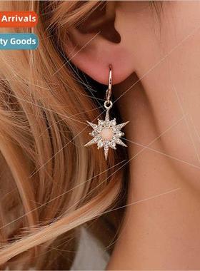 Europe dangling earrings diamond zirconia sunflower hip hop