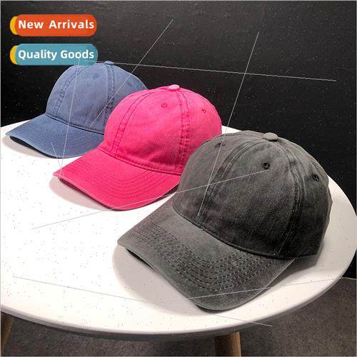 Hat female summer do old retro washed cotton solid color bas