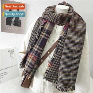 new thousand Korea female wild wool winter plaid Scarf bird