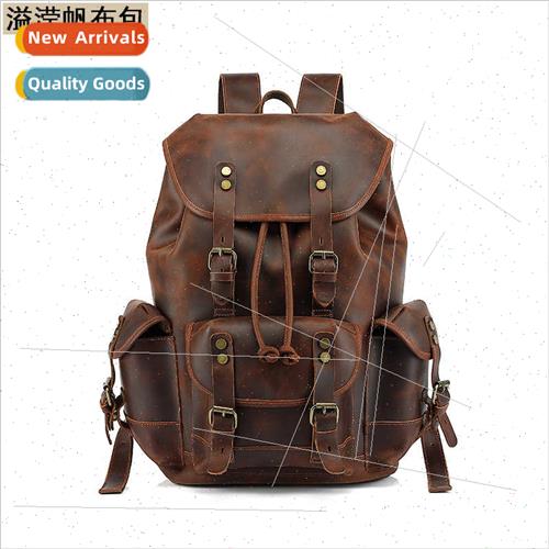 Retro Shoulder Bag Men Head Layer Crazy Horse Leather Backpa