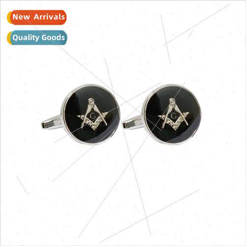 Black Enamel Masonic Cufflinks lver Eco-Plating