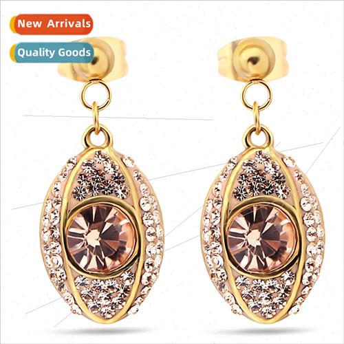 Europe ins new fashion cat eye oval inlaid diamond gold hund