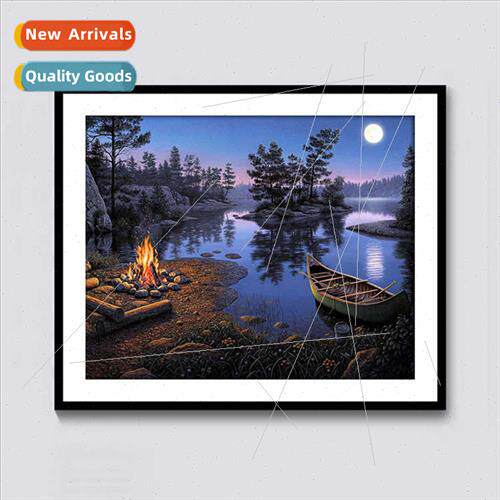 Stick drill painting new modern  cross stch moon bonfire liv