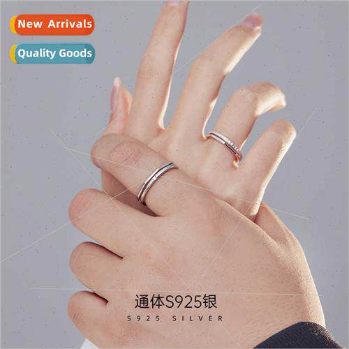 S925 lver Minimalist Geometric Couple Rings Men Women Pair R