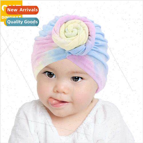 Children Dish Flower Hat Tie Dye Donut Turban Hat Candy Colo
