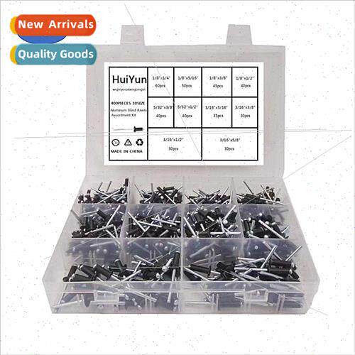 400pcs Inch Black Blind Rivet Assortment K Black Painted Alu