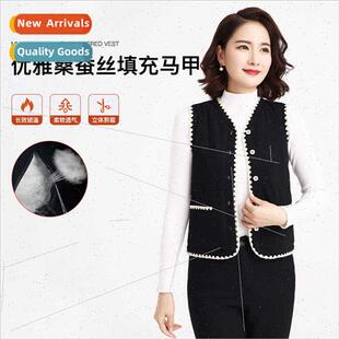 new sil cardigan mulberry neck winter fall vest women mple