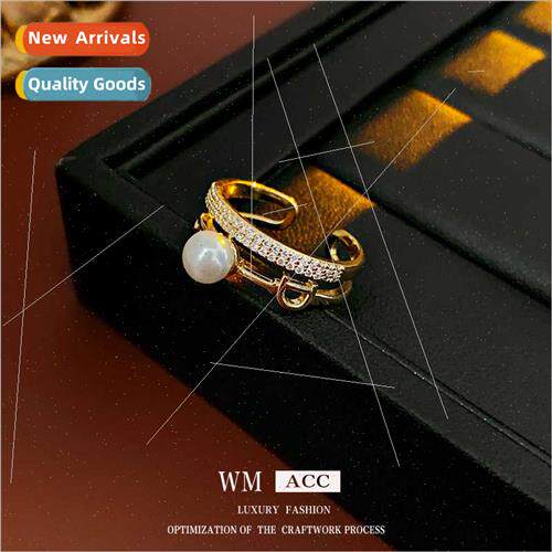 zirconia letter pearl open end ring delicate index finger ri