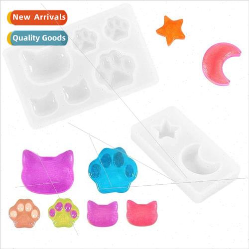 diy fire varnish stamp crystal drip mold stars moon cat cat