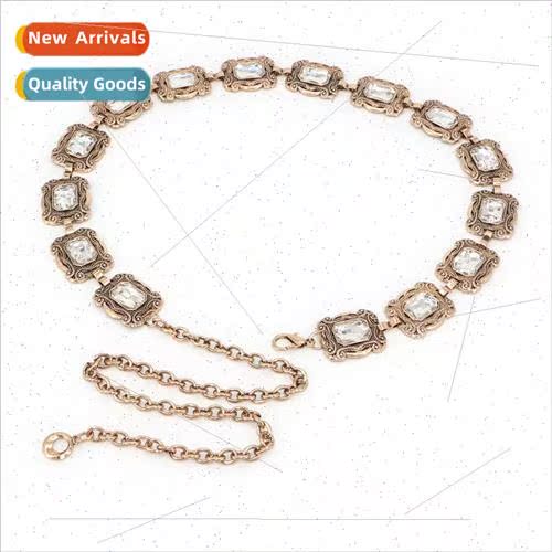 Europe rhinestone waist chain American vintage inlaid diamon