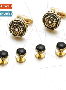 French cufflinks men dress cufflinks round gold sunflower ma