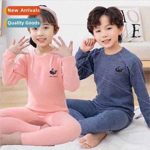 Children underwear sets padded fall winter boys in round nec