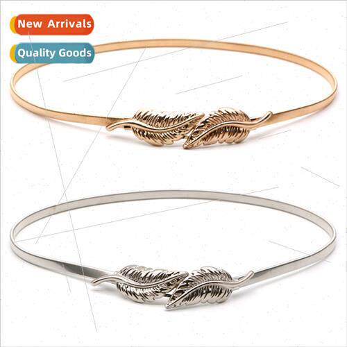 Women gold silver Korean leaves belt dress metal waist chain