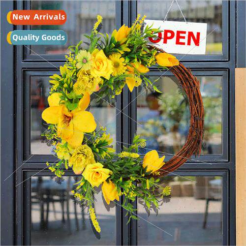 2024 Spring Yellow Rose Deadwood Wreath Wreath Door Hanging