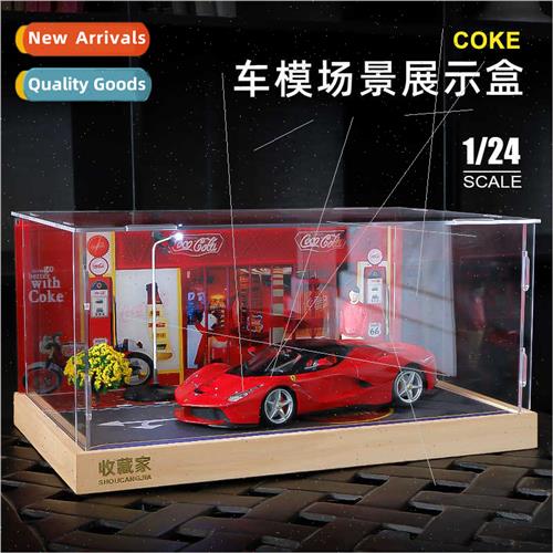 1/24 simulation car model wooden parking garage scene storag