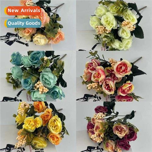 10 head oil painting ranunculus table flower indoor floral h