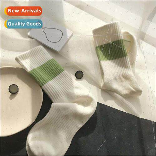Clashing green whe socks female cotton ins spring and autumn