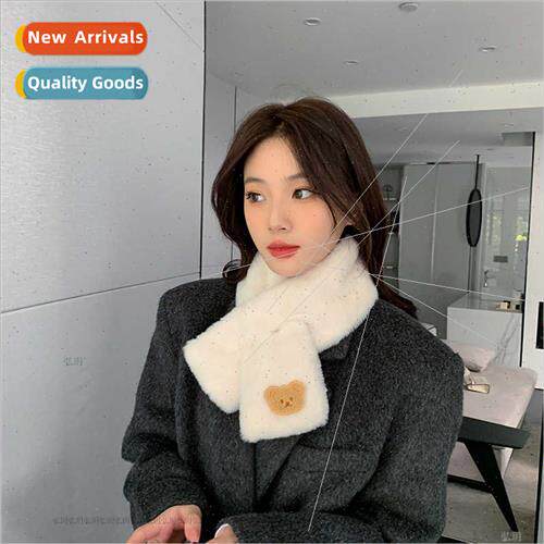 2022 Parent-child Korean  winter cute cartoon bear plush sca