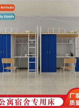 Steel bed on bed table bookcase apartment bed all-in-one com