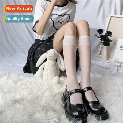 Transparent calf socks whe socks female jk unim thin mid-cal
