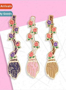 Japan cartoon badges cute magic flowers broom brooch fandom