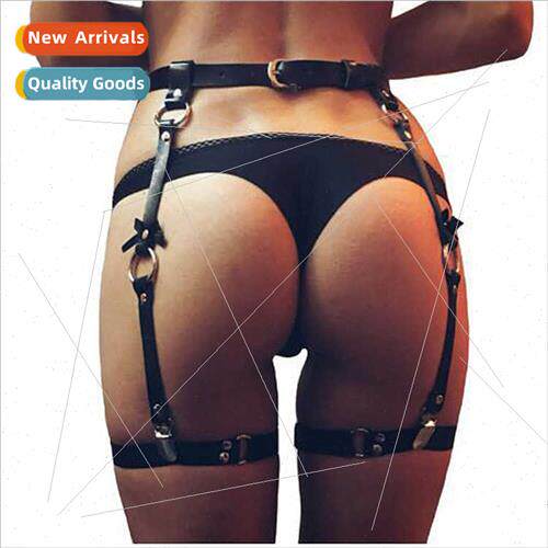 sq54 personalized PU leather bow garter set dance nightclub
