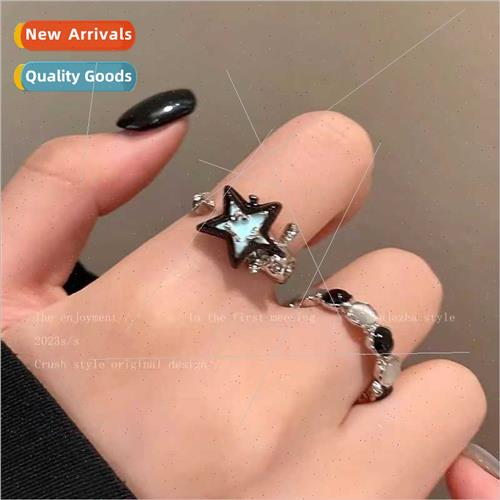 Color clashing cat eye stone star ring female ins tide fashi