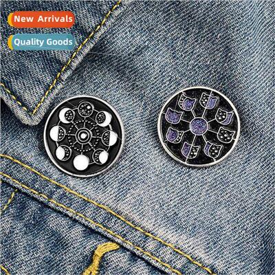 Astronomy Moon Phases Enamel Brooch Moon Phases Change Creat