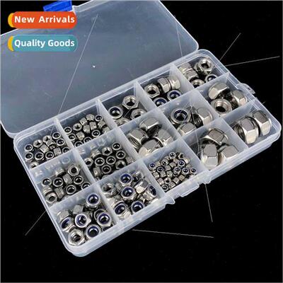 175pcs boxed 304 self-locking nuts nylon rubber ring screw c
