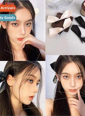 2pcs Black Whe Ribbon Hair Bows Clips Vintage Bowknot de