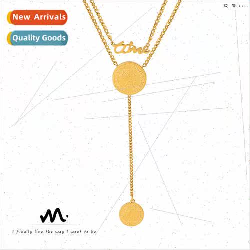 Blogger hottie fashion double layer necklace queen round pla