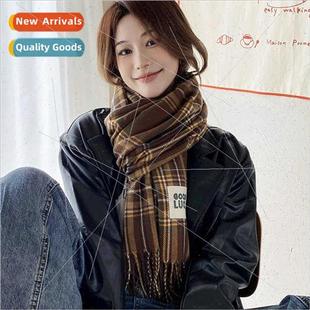 fall winter warm scarf tassel female fashion Plaid Korean