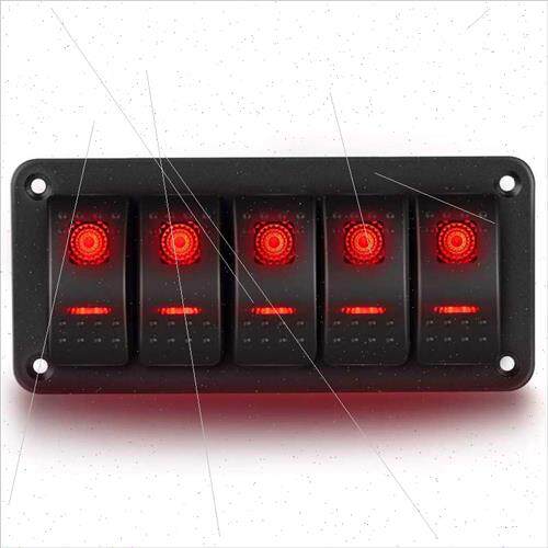 Automotive 5-position marine switch panel combination red li