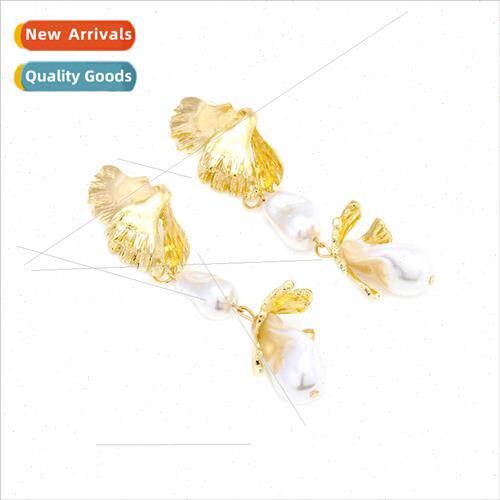 retro light luxury wind long imation pearl leaf tassel earri