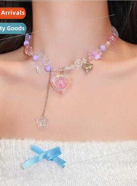Sweet Korea new tide love pendant beaded necklace female swe