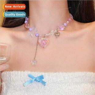tide love female Korea swe necklace new beaded Sweet pendant