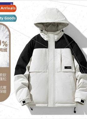 hooded down jacket men winter workwear American peplum tops
