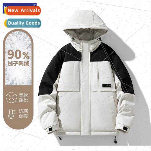 hooded down jacket men winter workwear American peplum tops