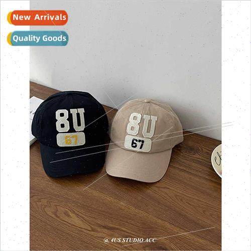 Baseball cap children spring summer soft top patch cloth emb