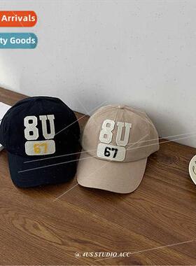 Baseball cap children spring summer soft top patch cloth emb