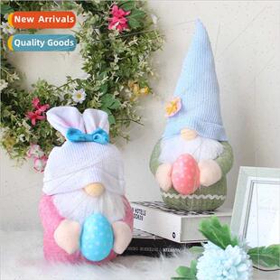 New Easter rabb holding eggs doll ornament cute faceless old