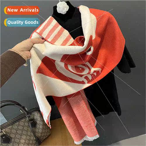 2023 new imation cashmere scarf female winter Korean  warmth