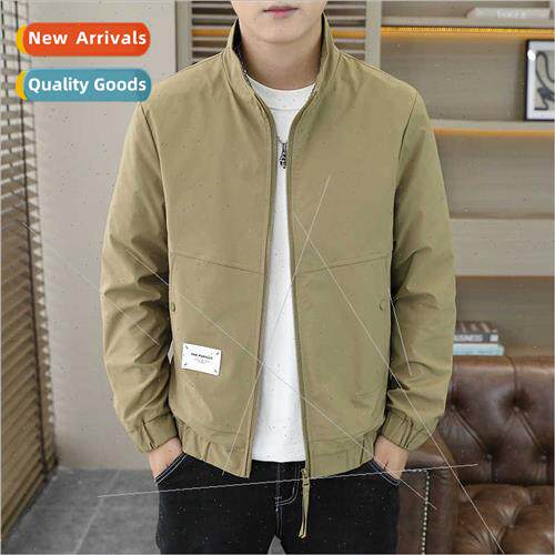 Wrinkle twill men black lapel jacket 2023 spring fall nd mic